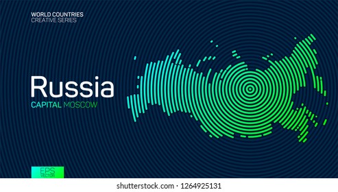 Abstract map of Russia with circle lines