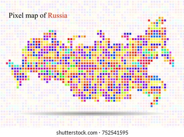 Abstract map of Russia, colorful pixels. Vector illustration. Eps 10