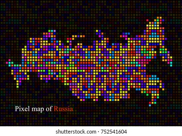 Abstract map of Russia, colorful pixels. Vector illustration. Eps 10