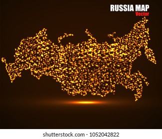 Abstract map of Russia with glowing particles, vector illustration eps 10