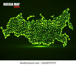 Abstract map of Russia with glowing particles, vector illustration