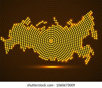 Abstract map Russia of glowing radial dots, halftone concept. Vector illustration, eps 10