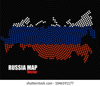 Abstract map Russia of radial dots with flag inside. Vector illustration, eps 10