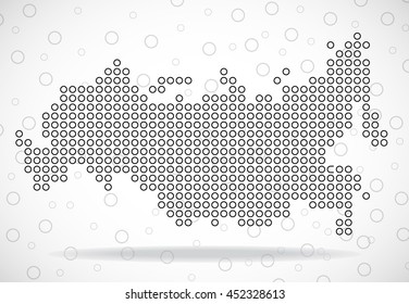 Abstract map of Russia from round dots, vector illustration