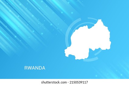 Abstract map of Rwanda circuit circle smooth light blue background.
