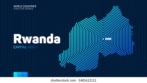 Abstract map of Rwanda with hexagon lines