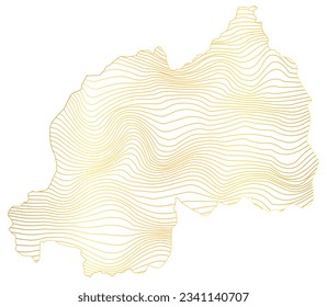 abstract map of Rwanda - vector illustration of striped gold colored map