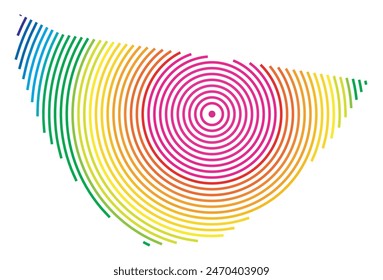 Abstrakte Landkarte von St. Barthelemy, die die Gegend des Landes mit konzentrischen Ringen in Regenbogenfarben wie ein Schießziel zeigt.