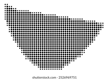 Abstract map of Saint Barthelemy showing the area of the country with a pattern of black circles