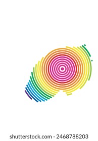 Abstrakte Karte von St. Helena, die die Gegend des Landes mit konzentrischen Ringen in Regenbogenfarben wie ein Schießziel zeigt.