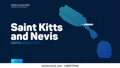 Abstract map of Saint Kitts and Nevis with hexagon lines