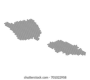 Abstract map of Samoa dots planet, lines, global world map halftone concept. Vector illustration eps 10.