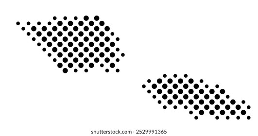 Abstract map of Samoa with a pattern of black circles like a chessboard
