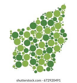 abstract map of san marino filled with two-colors circles of different sizes isolated on white background