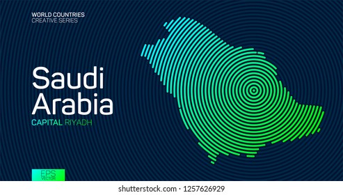 Abstract map of Saudi Arabia with circle lines