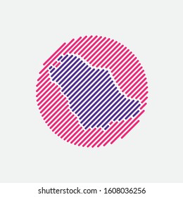 Abstract map of Saudi Arabia with pink and purple lines