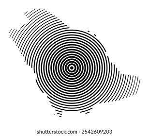 Abstract map of Saudi Arabia showing the country with concentric black tapering lines