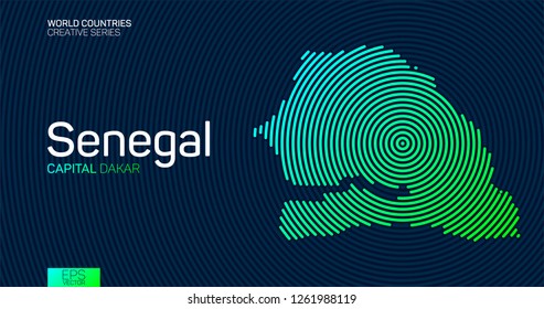 Abstract map of Senegal with circle lines