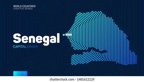 Abstract map of Senegal with hexagon lines