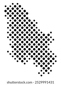 Abstract map of Serbia with a pattern of black circles like a chessboard