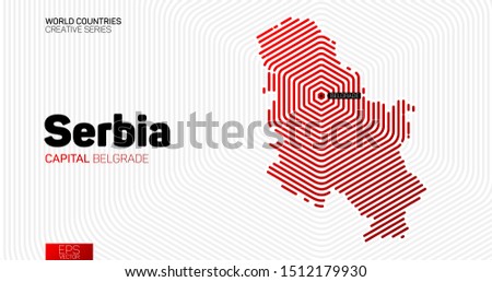 Abstract map of Serbia with red hexagon lines