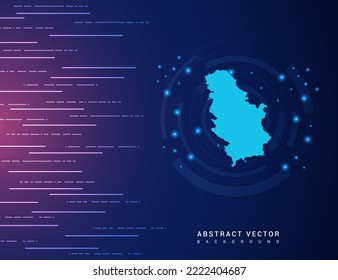 Abstract map of Serbia technology with hi-tech digital data connection system background circuit.