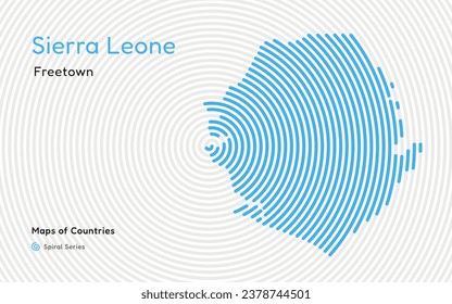 Abstract Map of Sierra Leone in Circle Spiral Pattern with a Capital of Freetown. African Set.	