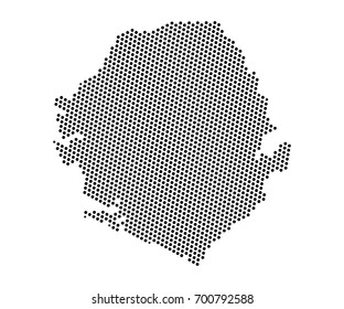Abstract map of Sierra Leone dots planet, lines, global world map halftone concept. Vector illustration eps 10.
