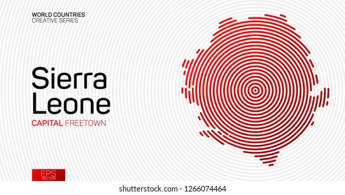 Abstract map of Sierra Leone with red circle lines