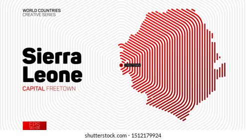 Abstract map of Sierra Leone with red hexagon lines