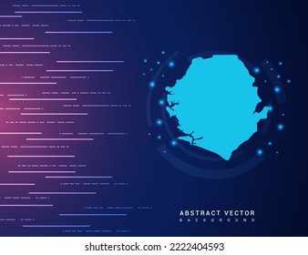 Abstract map of Sierra Leone technology with hi-tech digital data connection system background circuit.