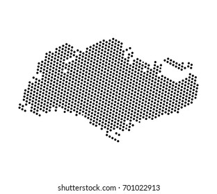 Abstract map of Singapore dots planet, lines, global world map halftone concept. Vector illustration eps 10.