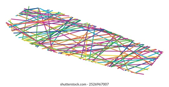 Mapa Abstractas de Sint Maarten que muestra el país con líneas de colores cruzadas al azar como un Web de araña