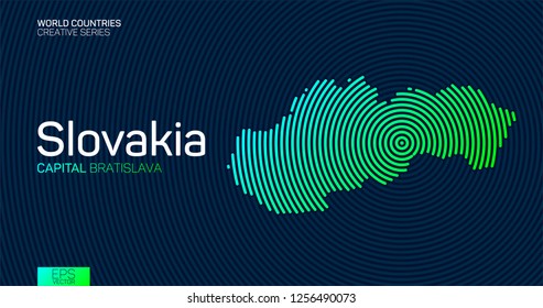 Abstract map of Slovakia with circle lines