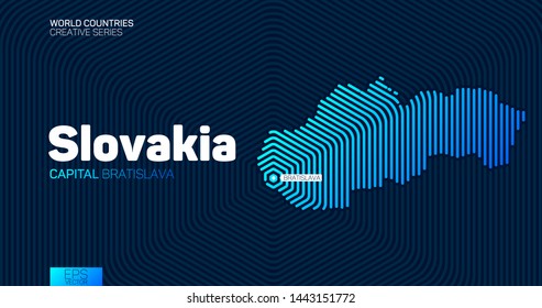 Abstract map of Slovakia with hexagon lines
