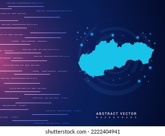 Abstract map of Slovakia technology with hi-tech digital data connection system background circuit.