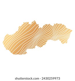 Abstrakte Karte der Slowakei - Vektor-Illustration der gestreiften goldfarbenen Karte
