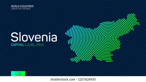 Abstract map of Slovenia with circle lines