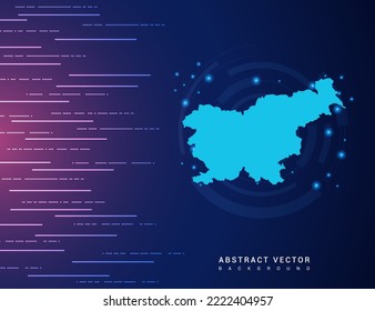 Abstract map of Slovenia technology with hi-tech digital data connection system background circuit.