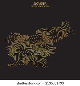 abstract map of Slovenia - vector illustartion of striped gold colored map