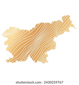 abstract map of Slovenia - vector illustration of striped gold colored map