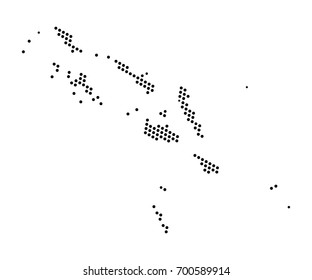 Abstract map of Solomon Islands dots planet, lines, global world map halftone concept. Vector illustration eps 10.