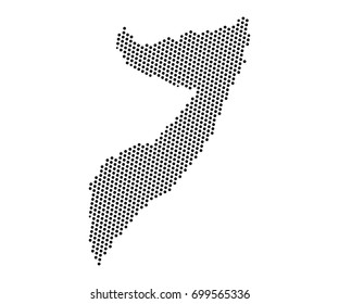 Abstract map of Somalia dots planet, lines, global world map halftone concept. Vector illustration eps 10.