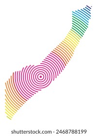 Abstrakte somalische Landkarte, die das Gebiet des Landes mit konzentrischen Regenbogenringen zeigt, wie ein Schießziel.