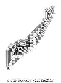 Abstract map of Somalia showing the country border buffered inside with black tapering lines