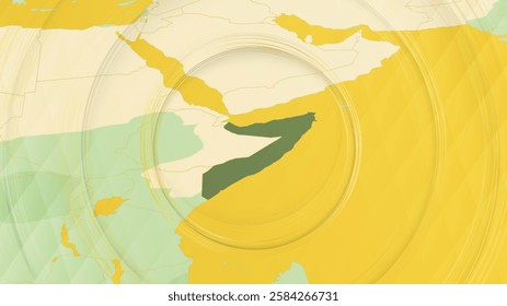 Abstract Map of Somalia and Surrounding Regions with Circular Patterns. Vibrant Abstract Map.