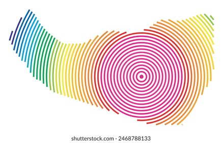 Mapa Abstractas de Somalilandia que muestra la zona del país con anillos concéntricos en colores arcoiris como un blanco de tiro.