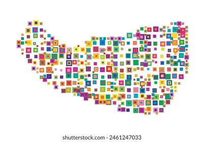 Abstract map of Somaliland. Abstract map showing the country with a pattern of overlapping colorful squares like candies