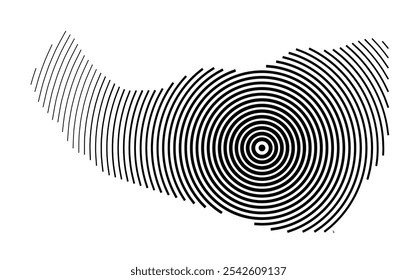 Abstract map of Somaliland showing the country with concentric black tapering lines