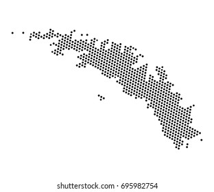 Abstract map of South Georgia and the South Sandwich Islands dots planet, lines, global world map halftone concept. Vector illustration eps 10.